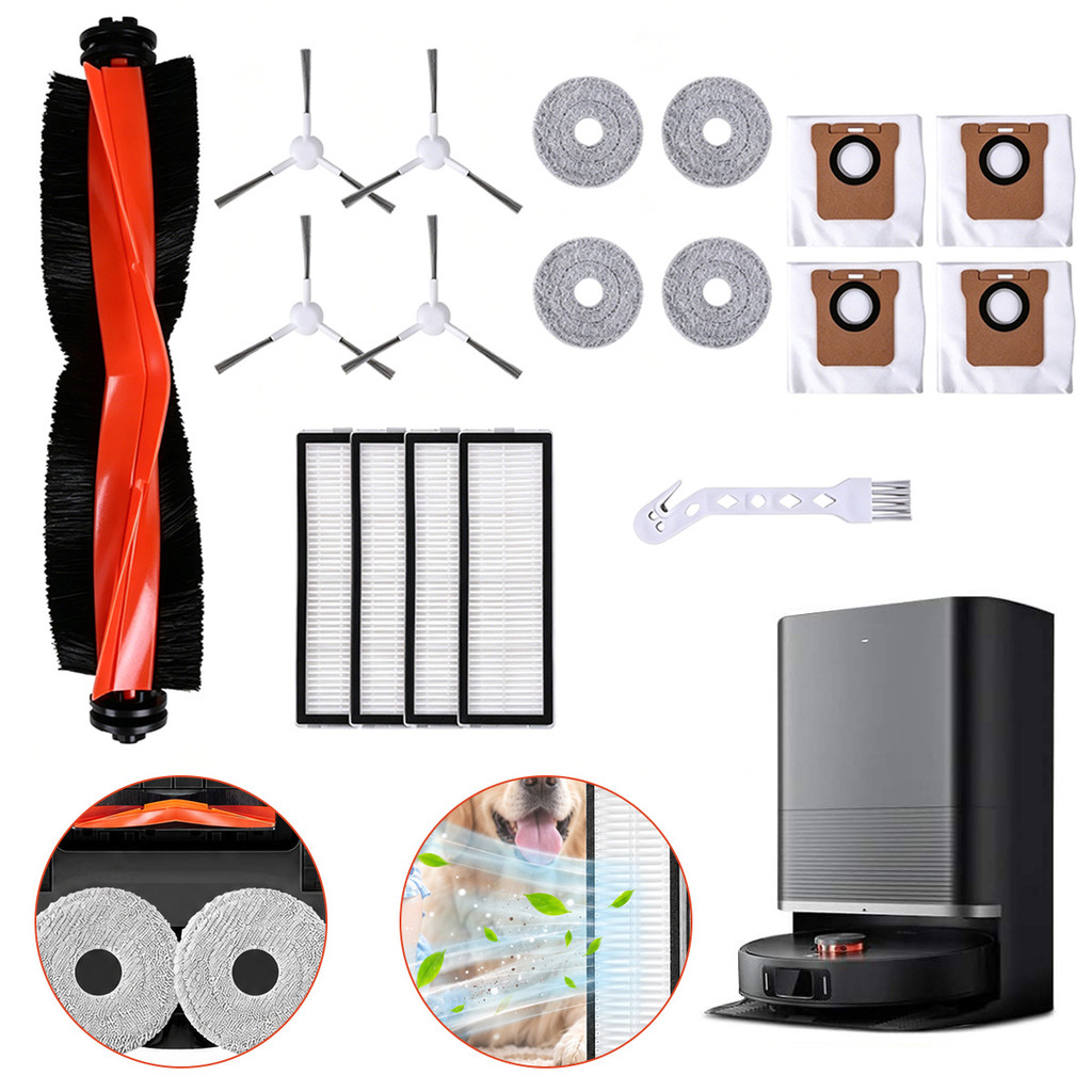 DRELIFE Kit 14 Peças Acessórios Para Robô Aspirador Compatível Com X10 S20 L10S Ultra Inclui Escovas Filtro Mop E Saco