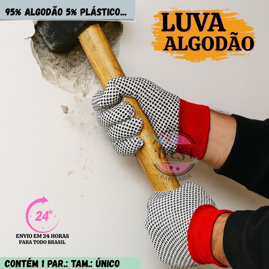 Luva Tricotada de Proteção EPI Pigmentada Pano Malha Algodão Lã Para Jardinagem Construção Industria