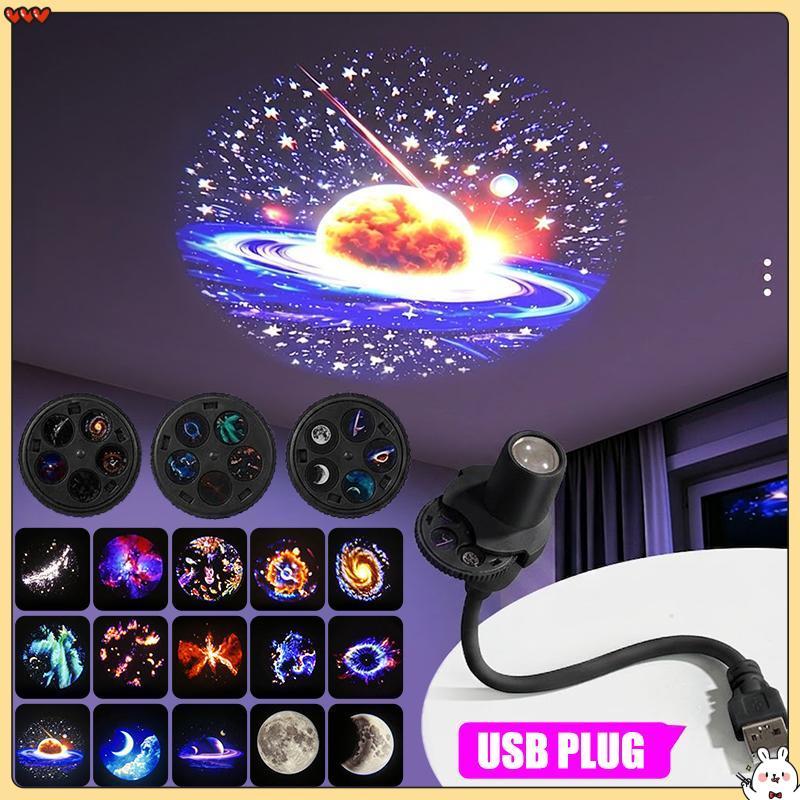 Projetor Galaxy Alimentado Por USB Multi Planet Patterns Ne Flexível Para Uso Noturno Romântico No Quarto