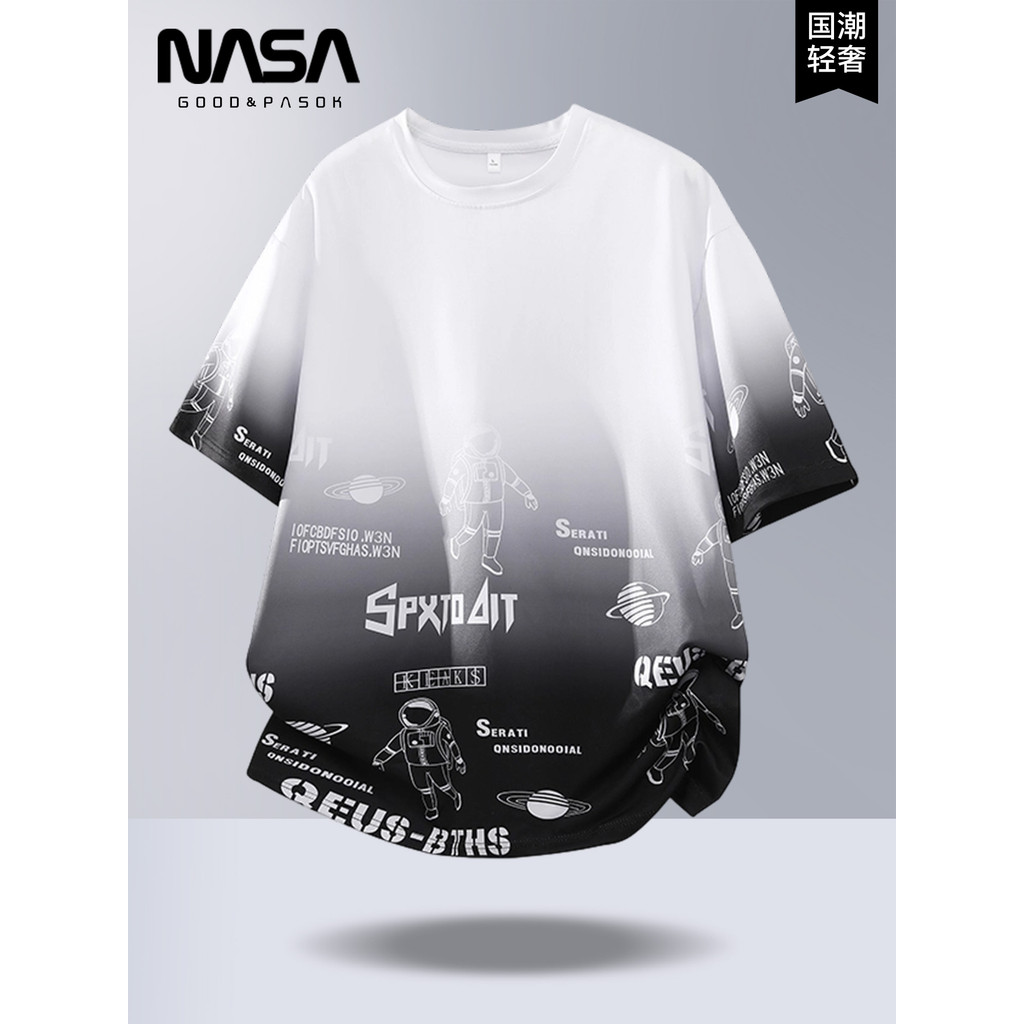 NASA Light Luxury National Trendy Youth Exclusivo Impresso Camiseta de Manga Curta 2026 Verão Legal Fino Pulôver Esporti