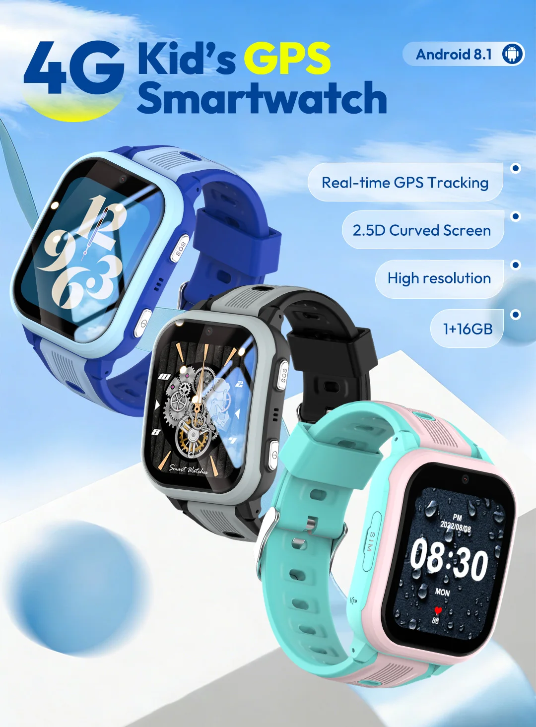 Wonlex 4G Kids Smart Watch KT41 GPS Real-time Location 2+16GB Memory Dual Camera Video Call APP Download SmartWatch for Children