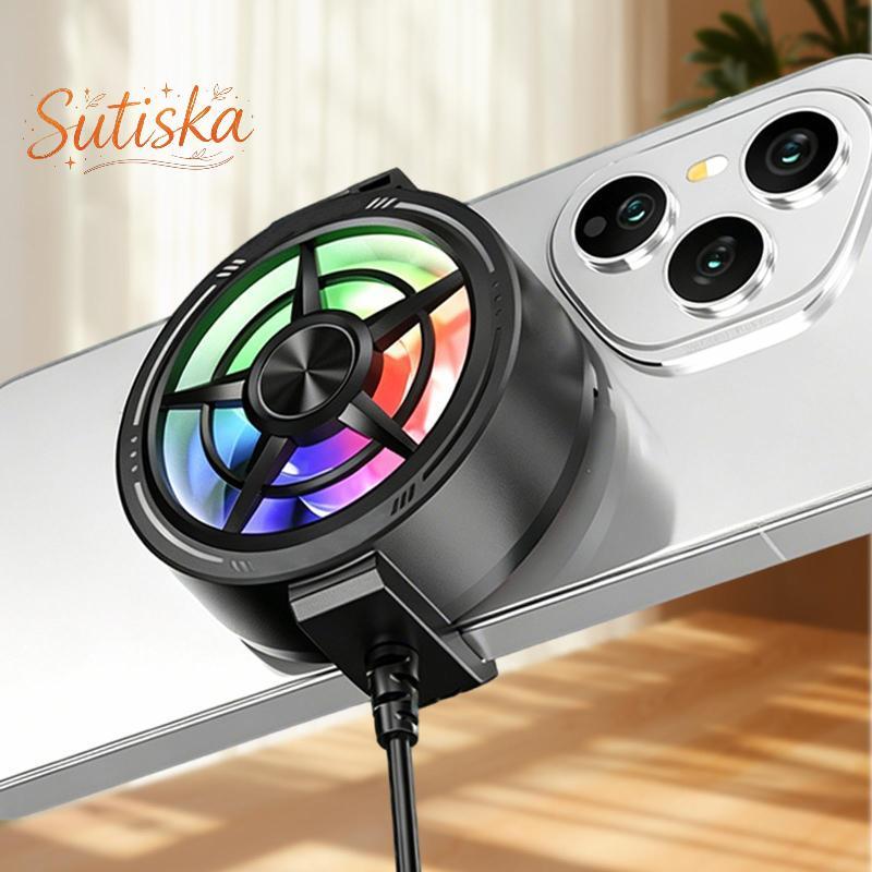 sutiska Clip On Phone Cooler Fan RGB Light USB Powered Radiador De Resfriamento Rápido Para O Verão Ao Ar Livre Usando J