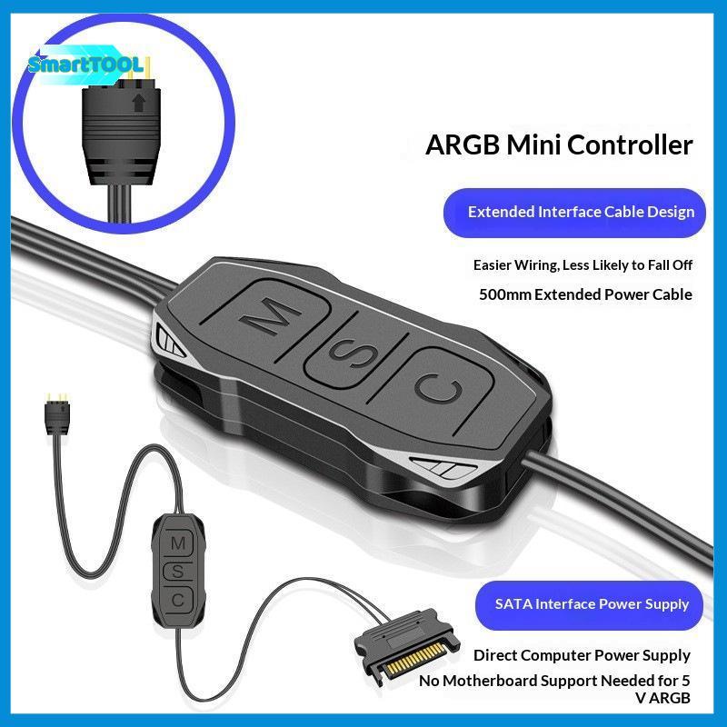 LKBG > Adaptador De Hub Controlador ARGB 5V Conector De 3 Pinos SATA Power Para Desktop PC RGB Light Strip Fan Managemen