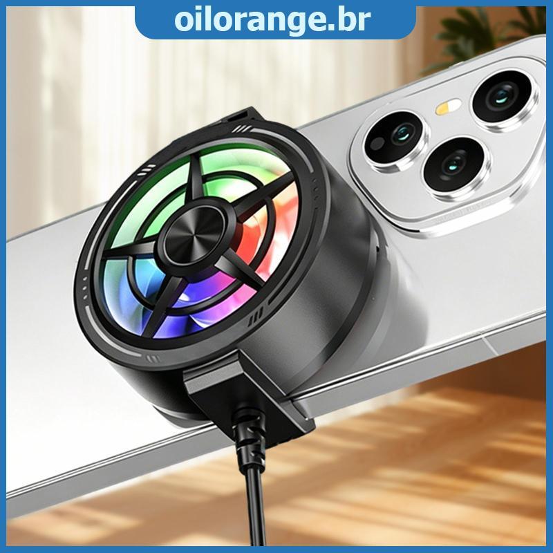 OLL Clip On Phone Cooler Fan Leve RGB Light USB Powered Radiador De Resfriamento Rápido Para Jogos Móveis Ao Ar Livre BR