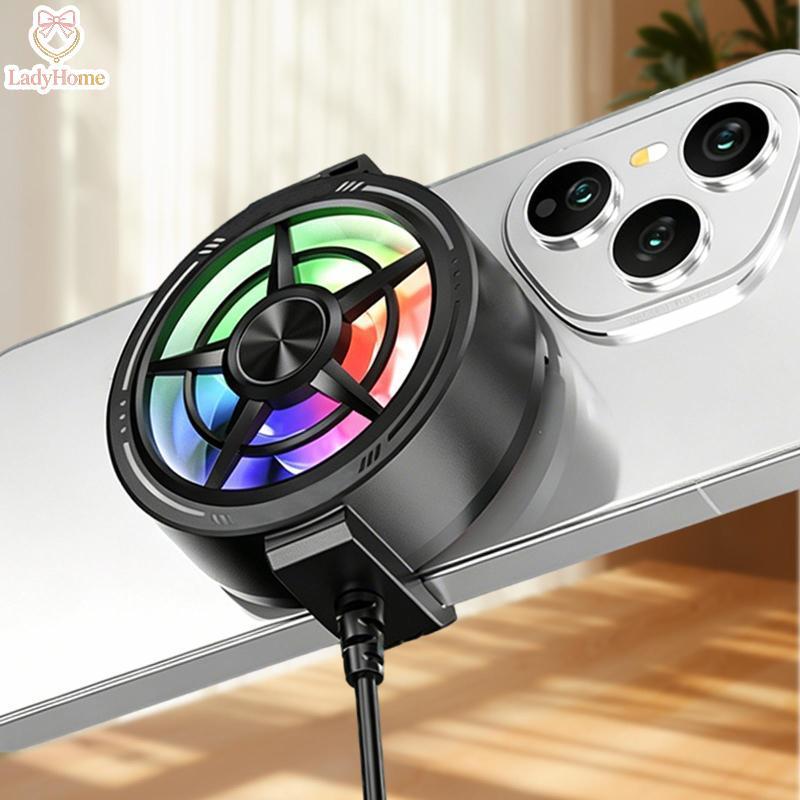 LADYH Clip On Phone Cooler Fan Baixo Consumo De Energia RGB Light USB Powered Fast Radiator Para Uso Em Jogos