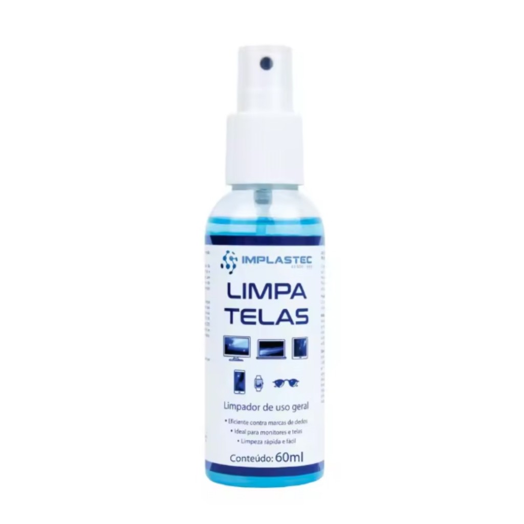 Limpa Telas Clean Spray 60ml Anti-risco Implastec ( Tv / Celular / Oculos / Relogio ) lpp