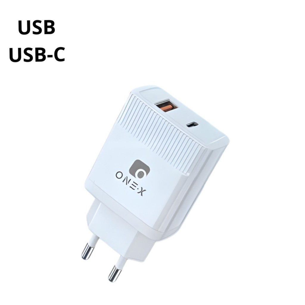 BRANCO - Fonte de Carregador 48W Carregamento Rápido Usb e Usb-C | CAR-6007