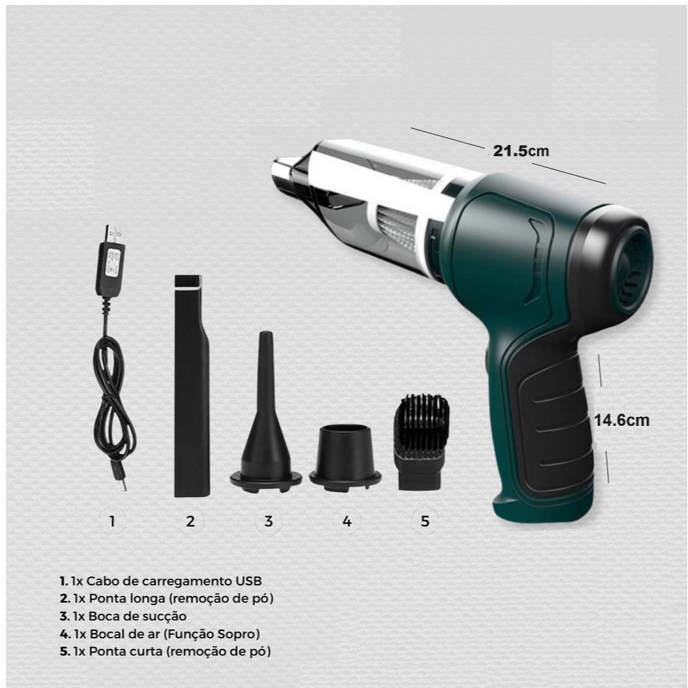 Mini Aspirador Multifuncional Portátil 3 Em 1 Com Carregamento USB /
