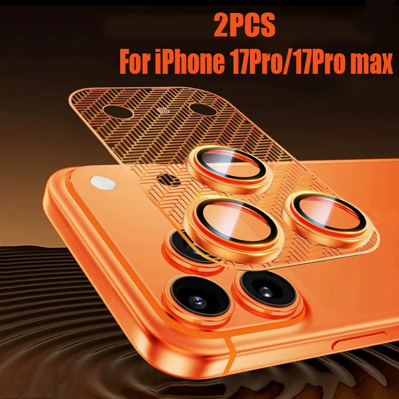 2PCS Premium AR HD Camera Lens Protector for iPhone 17 Pro 17 Pro Max 17PRO Metal Mesh Sheet Full Cover Case Ring Back Lens Film