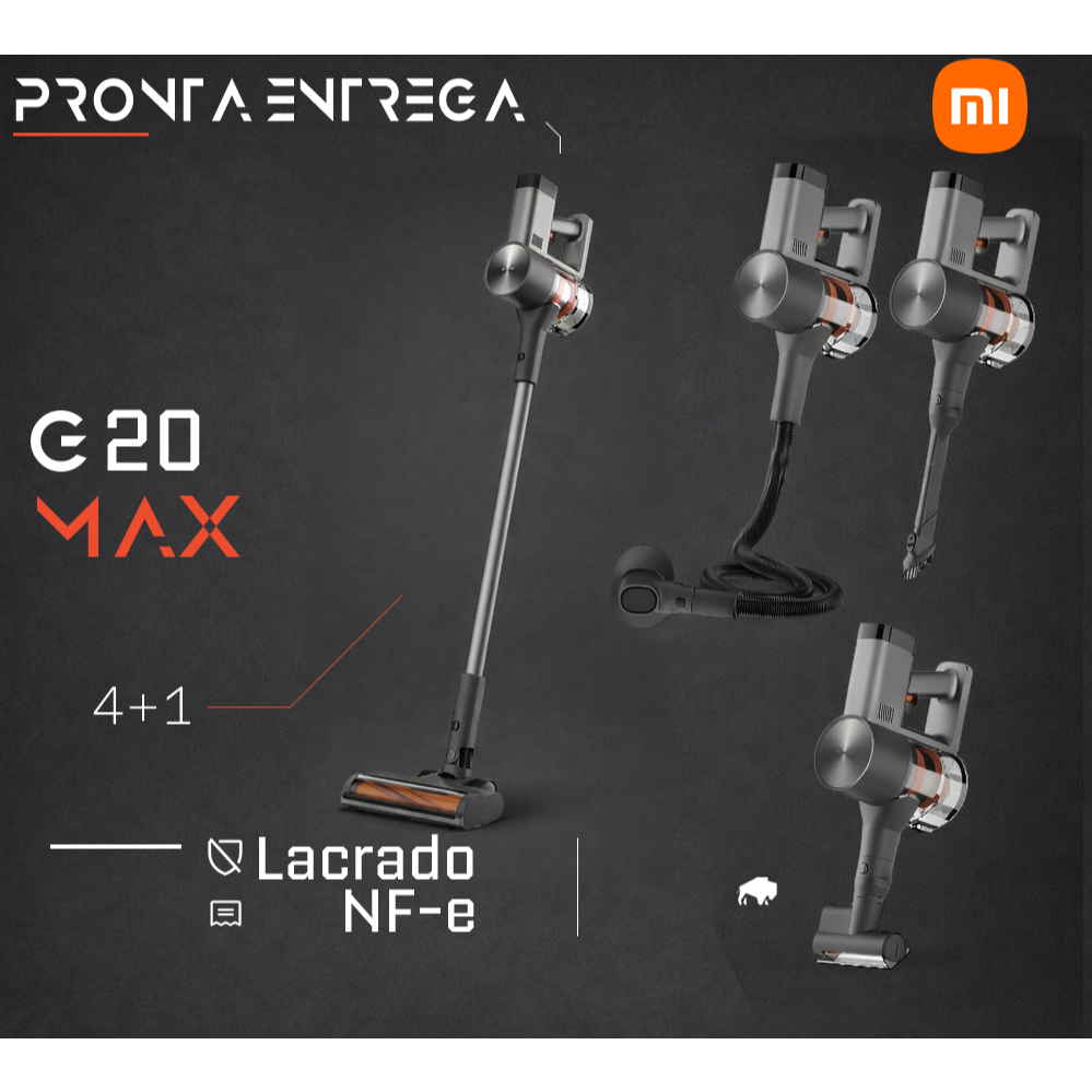 Aspirador de Pó Xiaomi Vacuum Cleaner G20 Max sem fio 25000Pa 180AW Combinação de acessórios 4+1