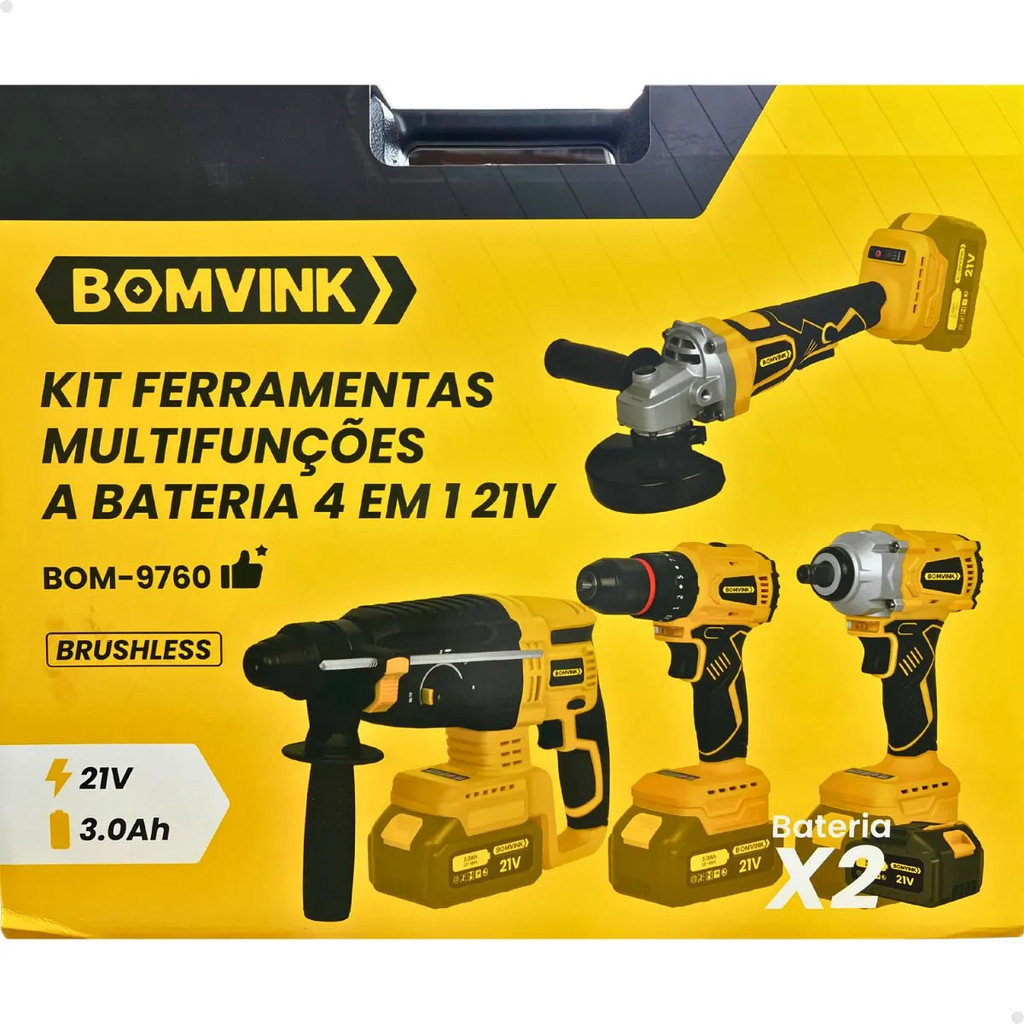 Kit Ferramentas Elétricas Muntifuncional Brushless A Bateria 4 em 1