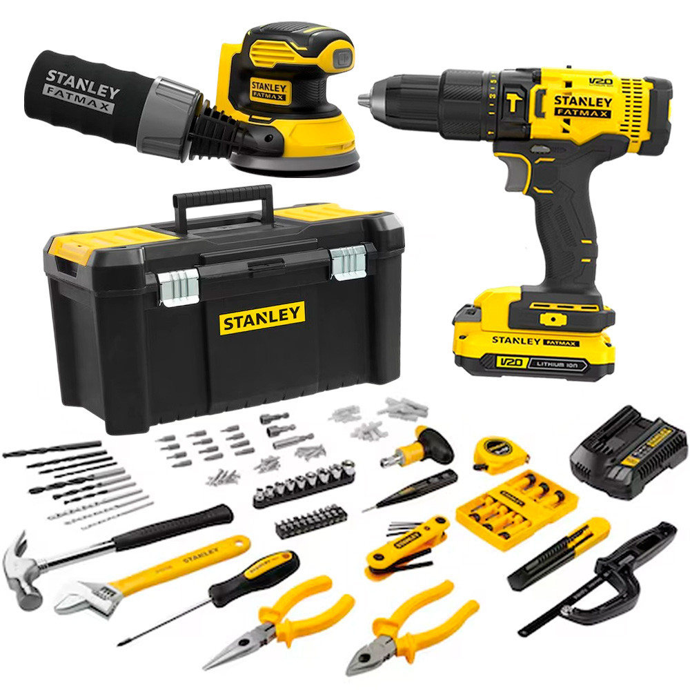 Kit Furadeira Impacto 13mm 20V Brushless Com Maleta + Lixadeira Orbital 125mm Obra e Reforma
