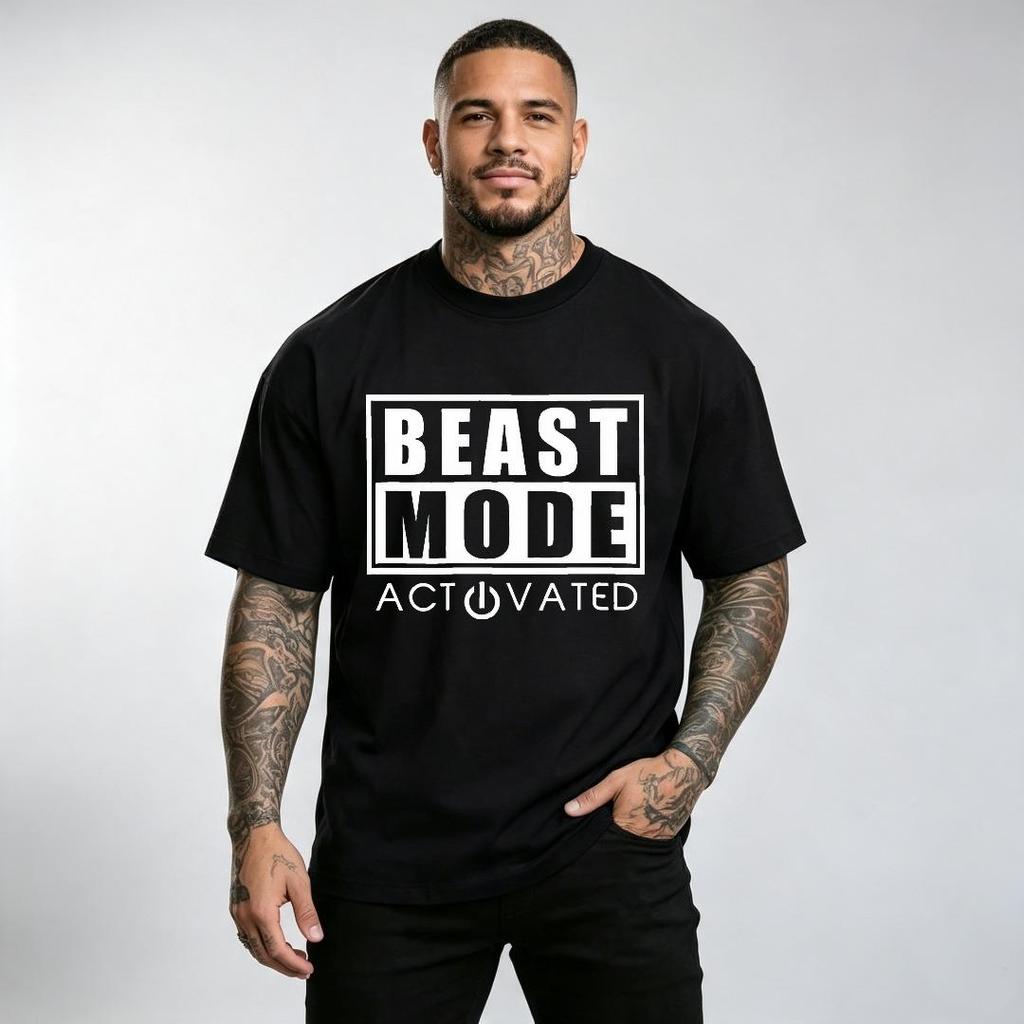 Camiseta Masculina Estilo Urbano, Camiseta Masculina, Estampa Beast Mode Activated, Uso Casual e Academia, Ideal para Na