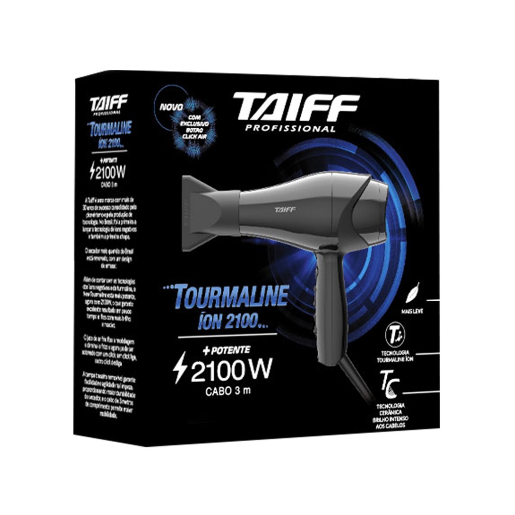Secador de Cabelos Taiff Profissional New Tourmaline Ion 2100w 110V
