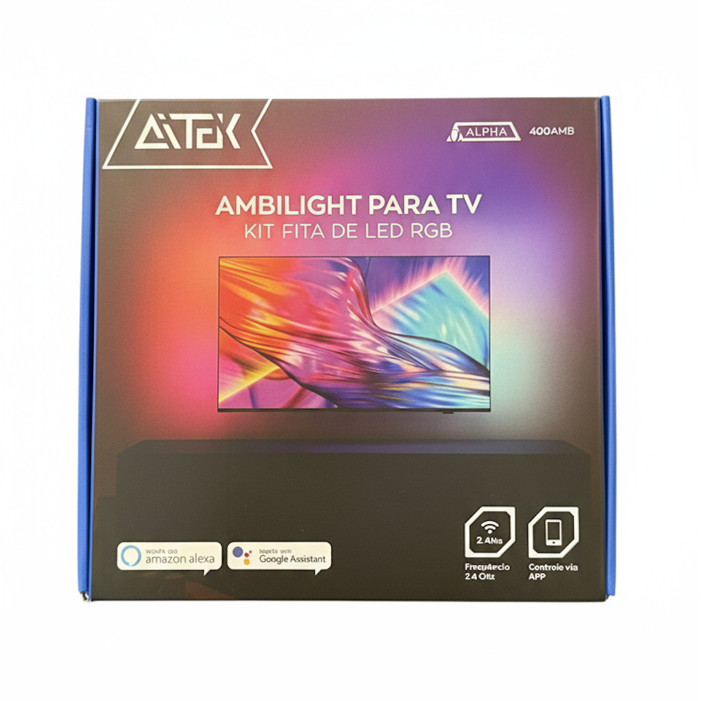 KIT FITA DE LED RGB AMBILIGHT PARA TV 55- 65 POLEGADAS APP TUYA ALPHA-400AMB AITEK