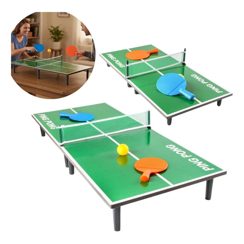 Mini Mesa Ping Pong Infantil Com Rede E Raquetes Mdf - BW486 Importway BW486