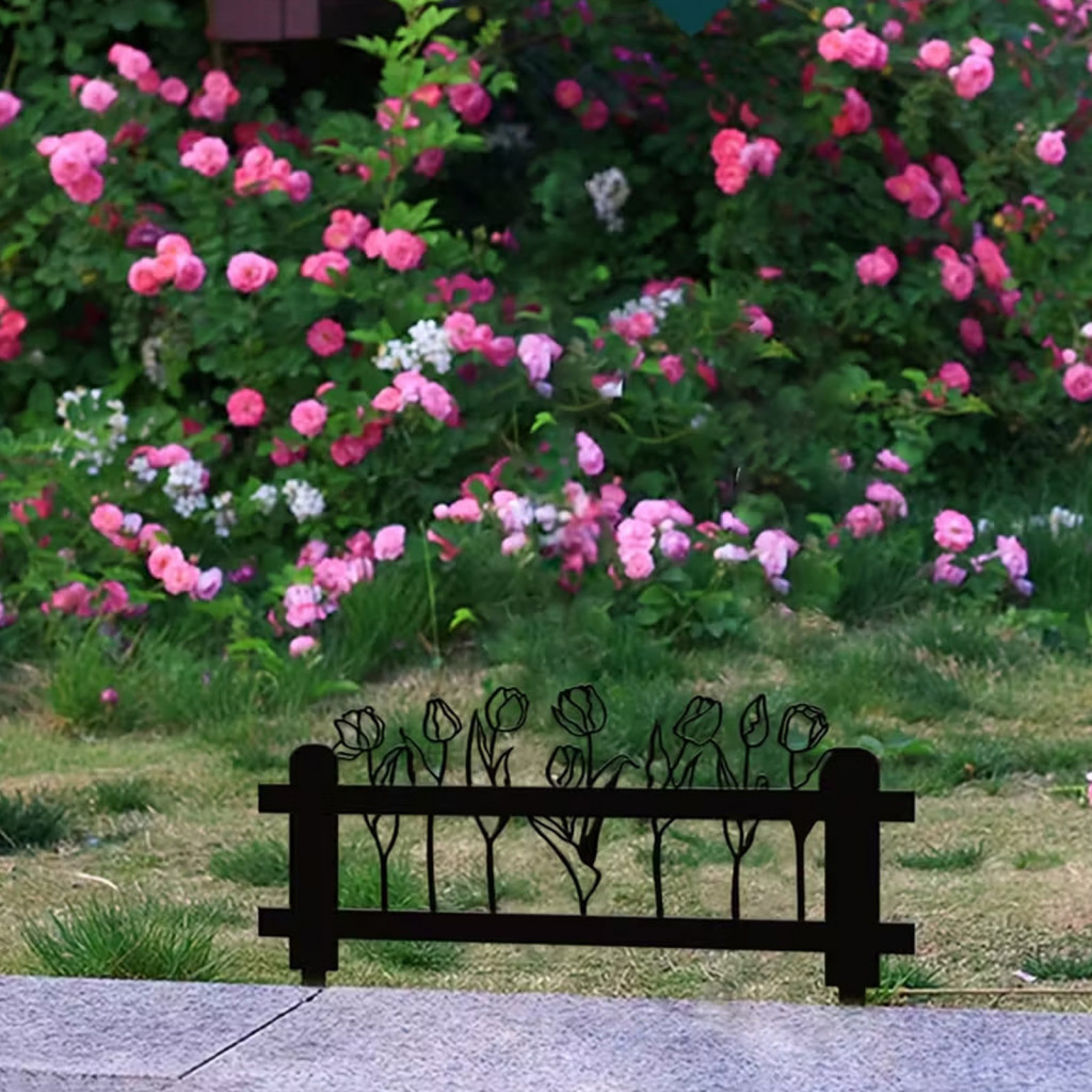 Welcome Decorative Yard Sign Black Wildflowers Vegetables Silhouette Garden Stake Outdoor Acrylic Rustic Lawn Decor for