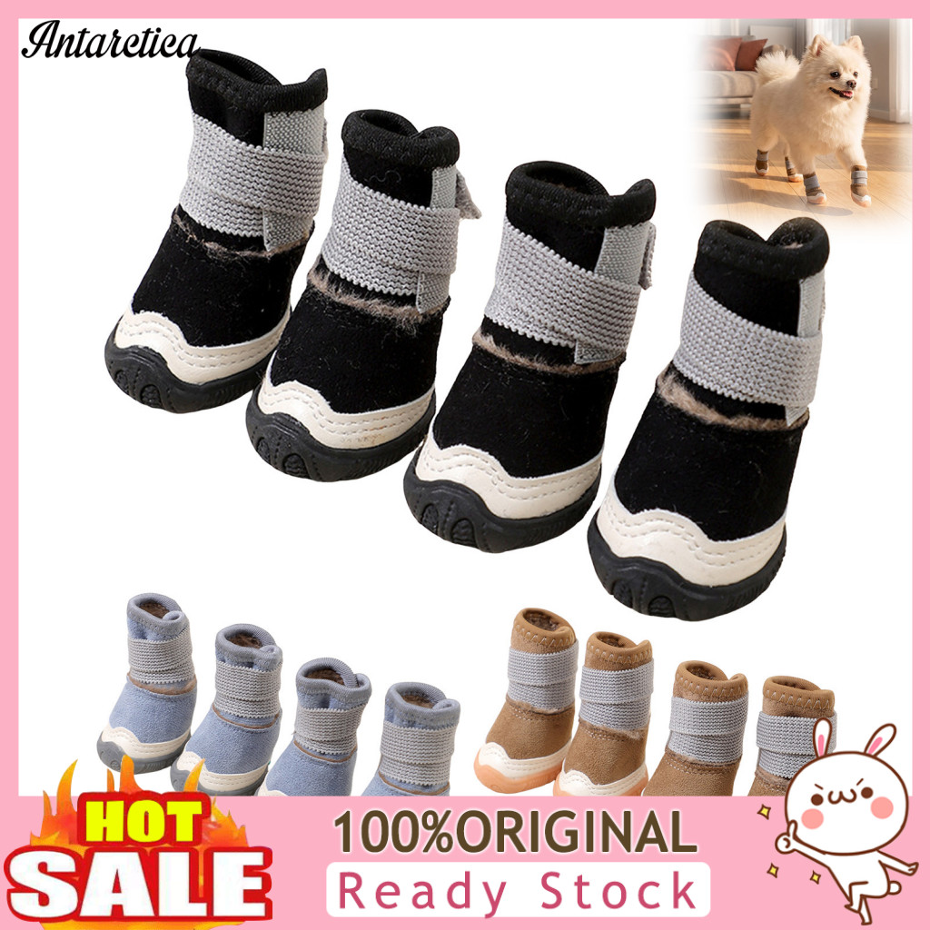 Dog Boots for Winter Non Slip Pet Shoes for Small Dogs 4pcs Snow Warm Fleece Lined Anti-skid Paw Protectors Waterproof B