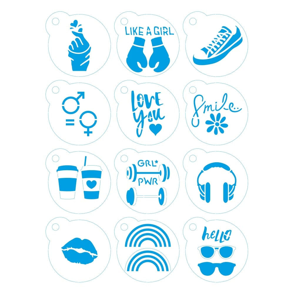Kit Mini Stencil Litoarte STMI-026 4,5cm Girl Power 12peças