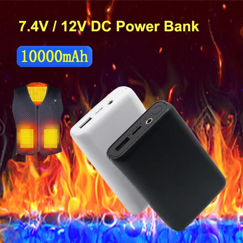 12V DC Output Power Bank 10000mAh For Heating Cool Vest Jacket Portable Powerbank for iPhone 16 15 Samsung Xiaomi Spare Battery