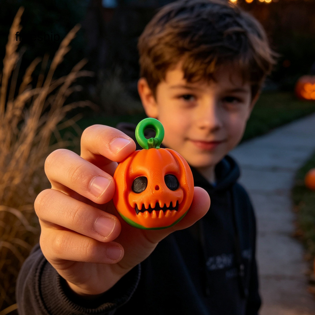 Pumpkin Keychain Pendant 3d Printed Toy Rotating Halloween Fidget Stress Relief Ghost Face Spinner Cute for Kids
