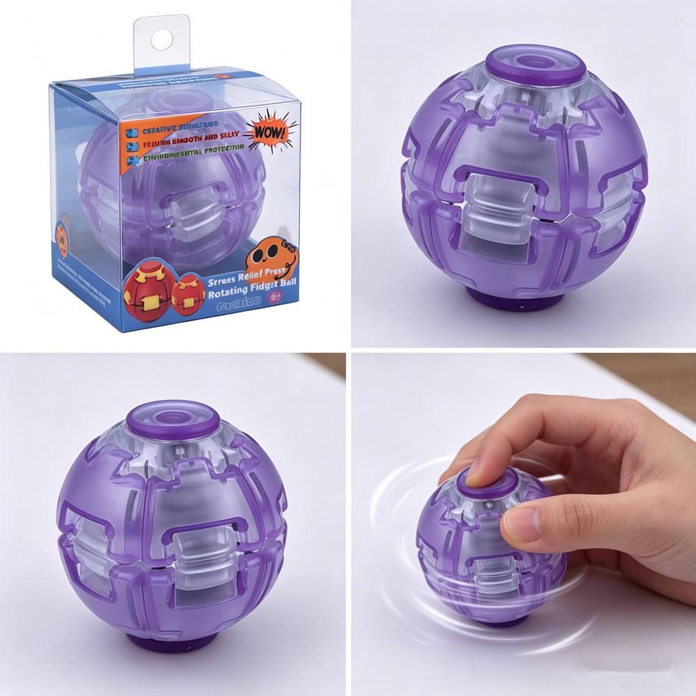3D Rotating Ball Spinner Press Para Spin Stress Relief Fidget Toys Cristal Colorido Fingertip 360 Mecânico Brinquedo De