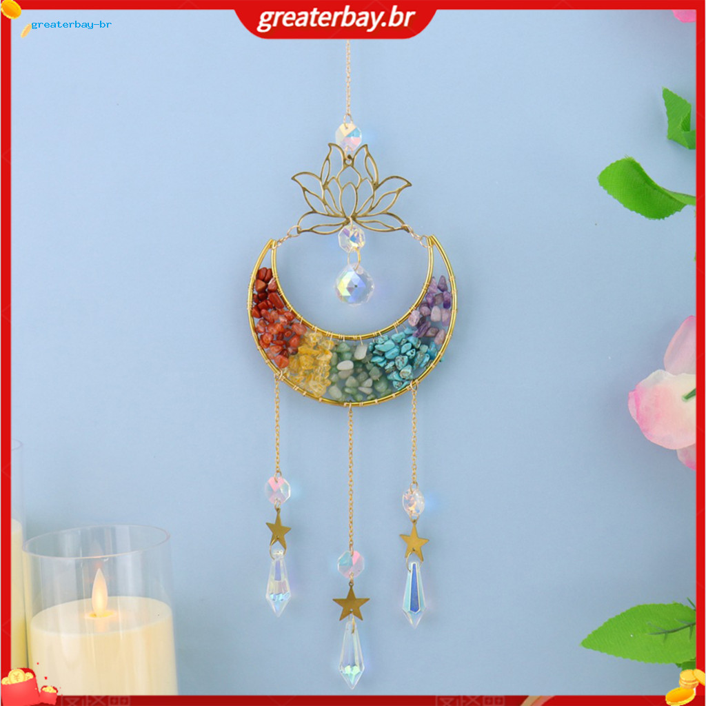 Suncatcher Hanging Moon Sun Light Catcher with Glass Prisms Wind Chime Pendant for Home Indoor Garden Balcony Window Dec