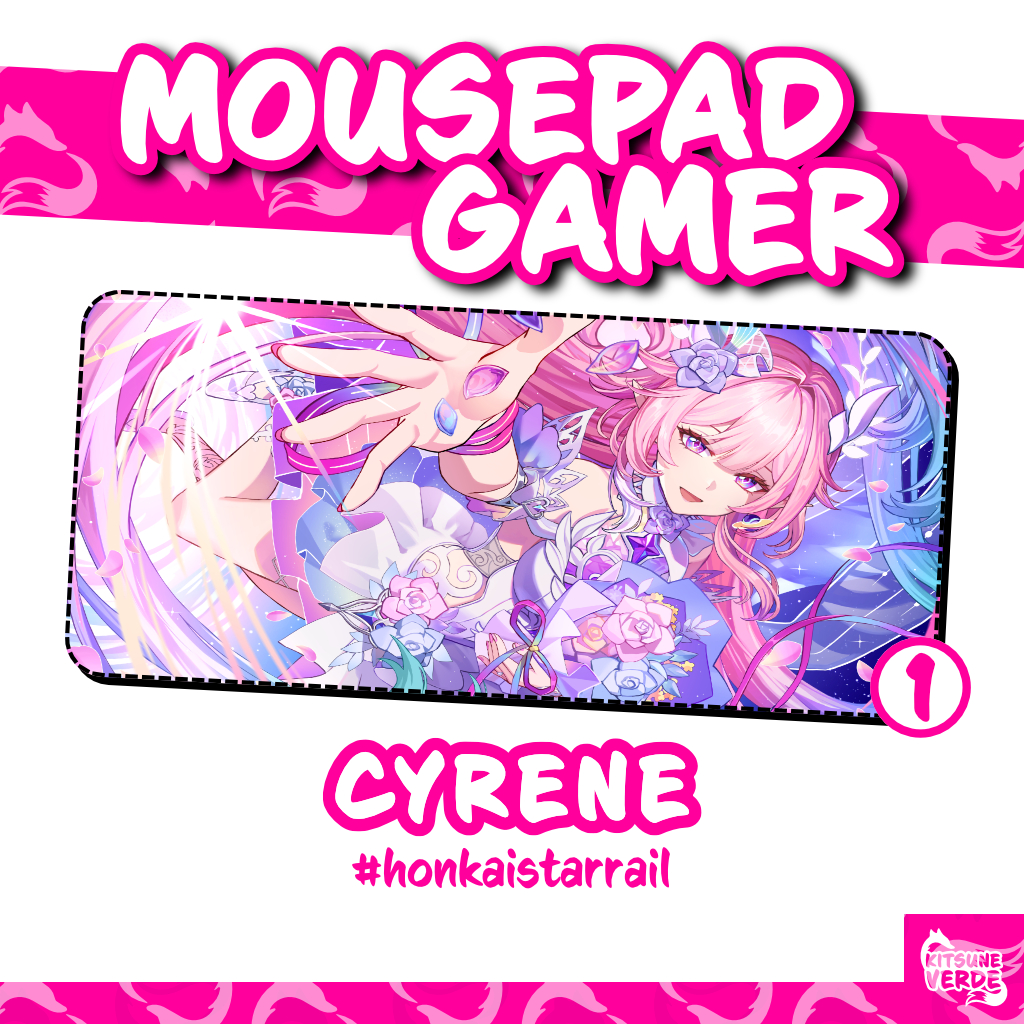 Mouse Pad Gamer - Cyrene - Honkai Star Rail - 90x40 - 80x40 - 70x30 - 60x40 - 40x45 cm