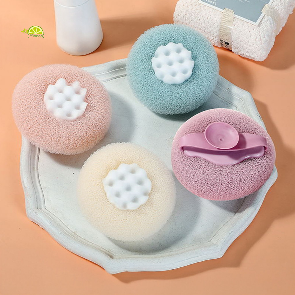 Plush Bath Sponge Soft Ball 2pcs Super Sunflower Scrubber with Suction Cup – Gentle Massage Stress Relief Body Brush f