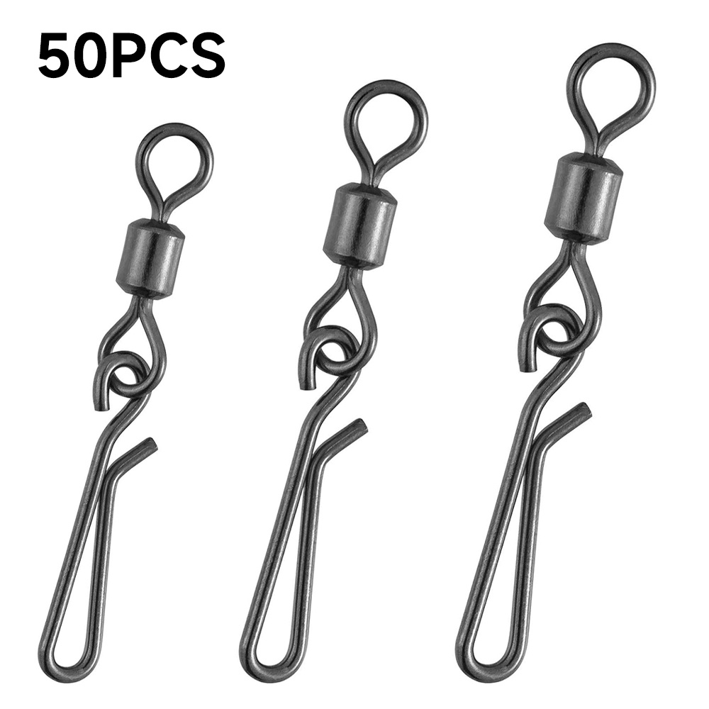 50PCS Quick Clip Gira Change Stainless Steel Fast Snaps Clipes De Pesca Pendurar Crankbait Lure Clips Conector Água Doce