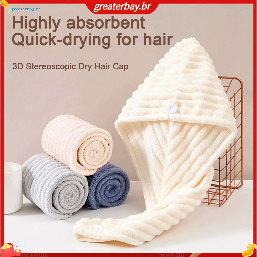Fast Drying Hair Wrap for Long Super Absorbent Coral Fleece Bath Turban Soft Thick Towel for Quick Travel Use – Lightw