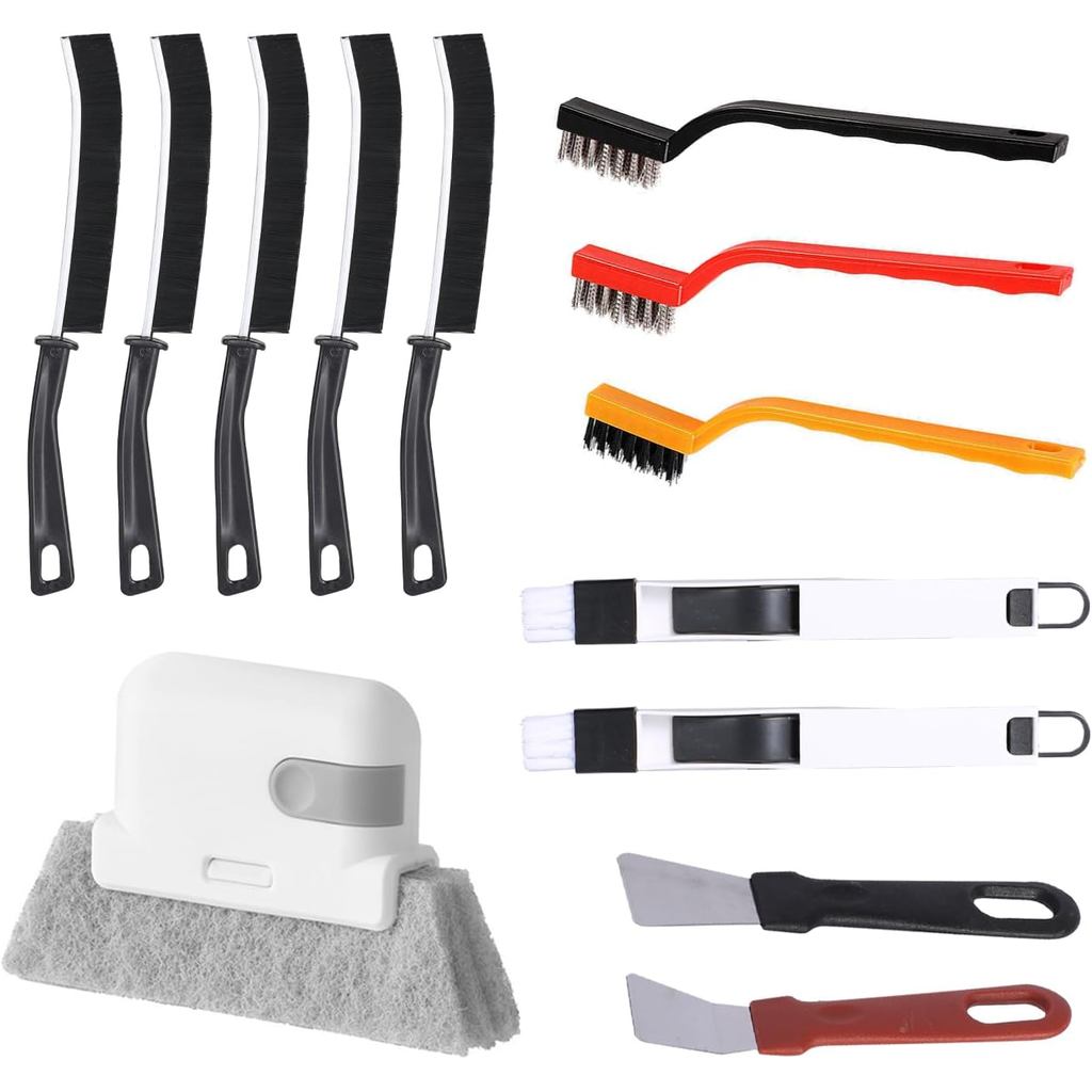 13pcs Household Cleaning Tools 2 in 1 Groove Cleaning Brush Window Track Cleaning Tools Hard Bristle Crevice Br
