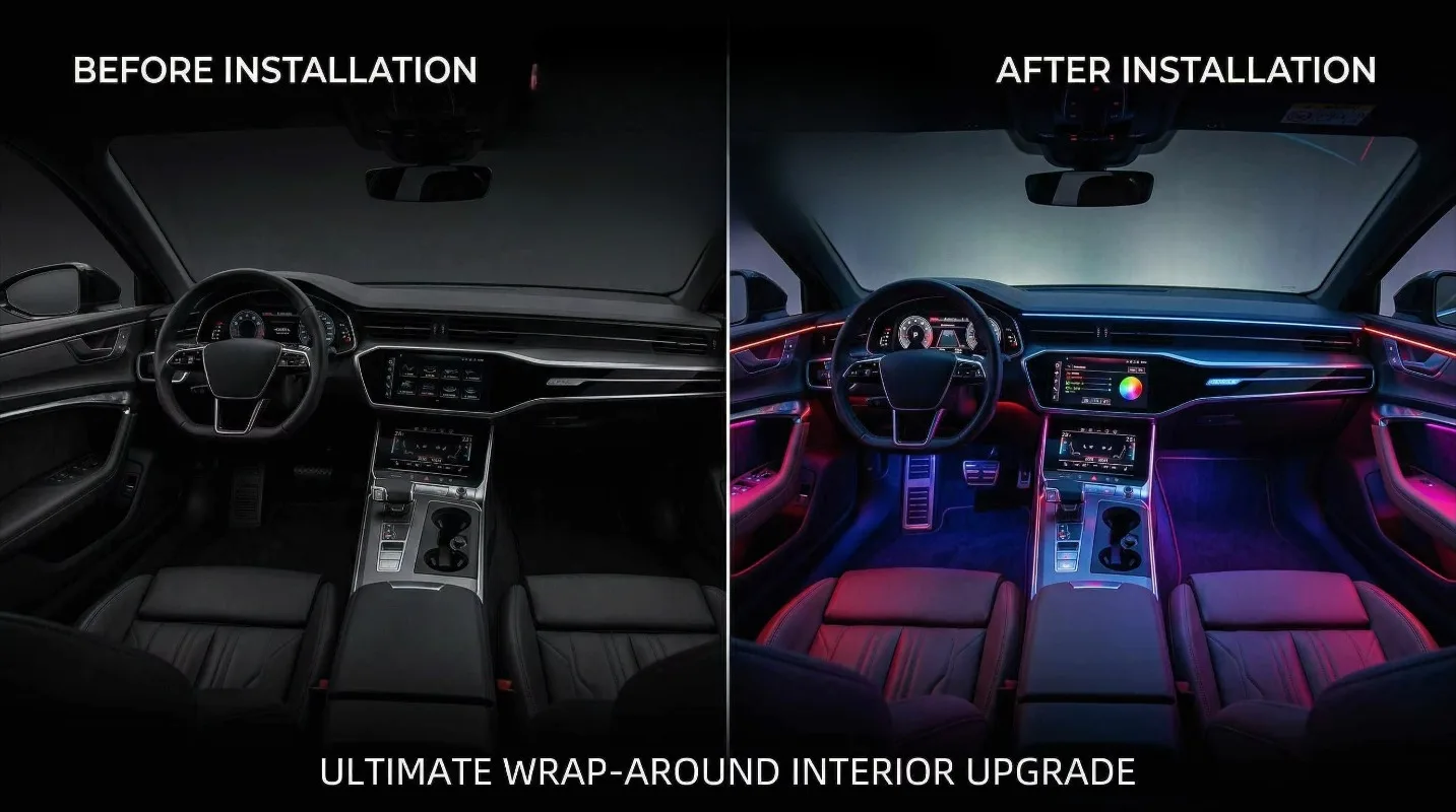 RGB LED Ambient Lighting Wrap Around Interior Dynamic Multicolor Atmosphere Lamp Car Accessories for  A6 C8 19-25