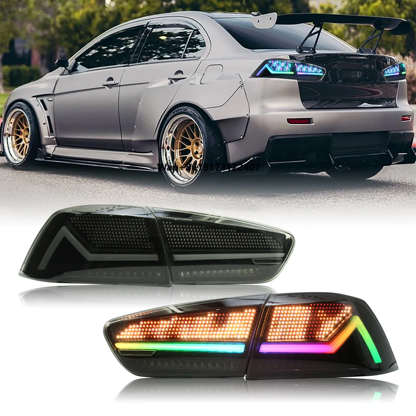 RGB Tail Lights for EX EVO 2008 - 2018 Modified Car Rear Lamps with Colorful Animation Auto Accessory