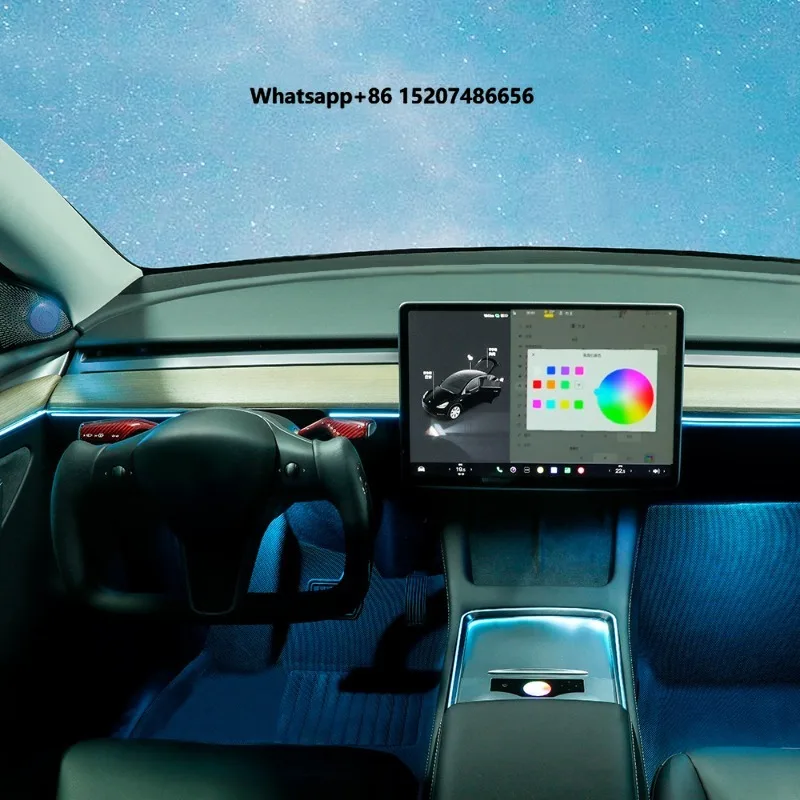 Car Interior Decoration Lights RGB 128 Color LED Ambient Engraving Light for Model Y Model 3 Modified Accessories