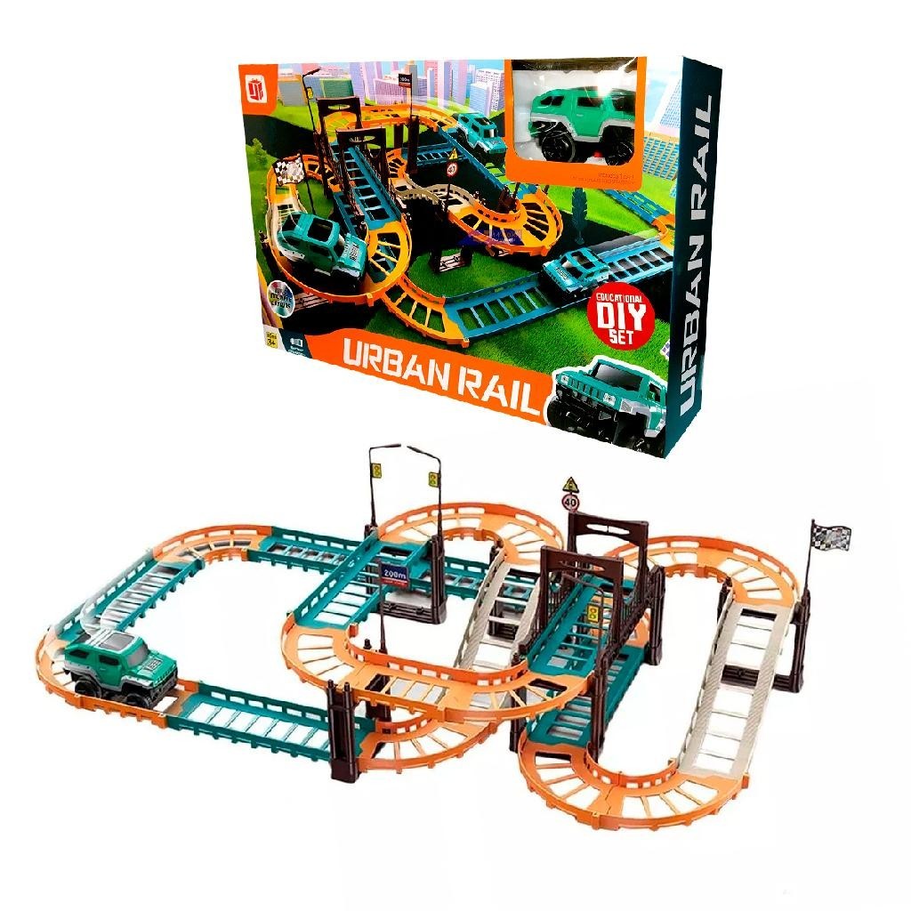 Pista de Carrinhos Trilho Urban Rail Brinquedo Infantil Track Diversos Modelos e Layouts