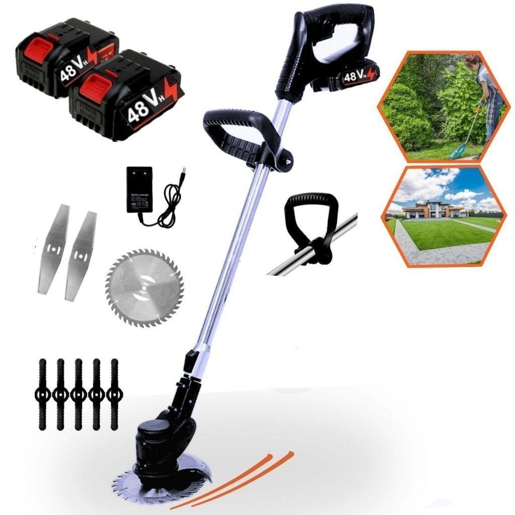 Cortador de Grama Cordless 21V - Bivolt, Portátil com 2 Baterias e Carregador