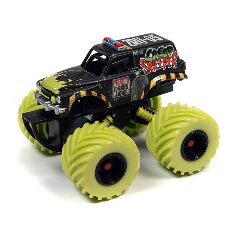 Miniatura Carro Creep Sweeper - Monster Trucks - Polícia - Roda Verde - 1:64 - Greenlight