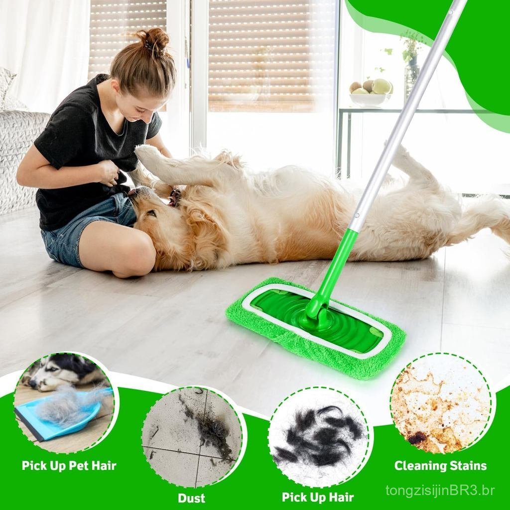 Panos de Microfibra Reutilizáveis Compatíveis com Swiffer Sweeper, Pacote com 3 Panos para Limpeza a Seco e Panos para L