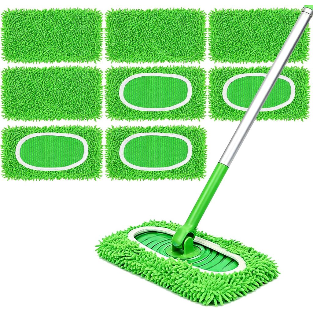 Septo 8 Peças de Panos de Microfibra Reutilizáveis para Mop, Compatíveis com Mop Sweeper, Refiláveis e Laváveis, Panos d