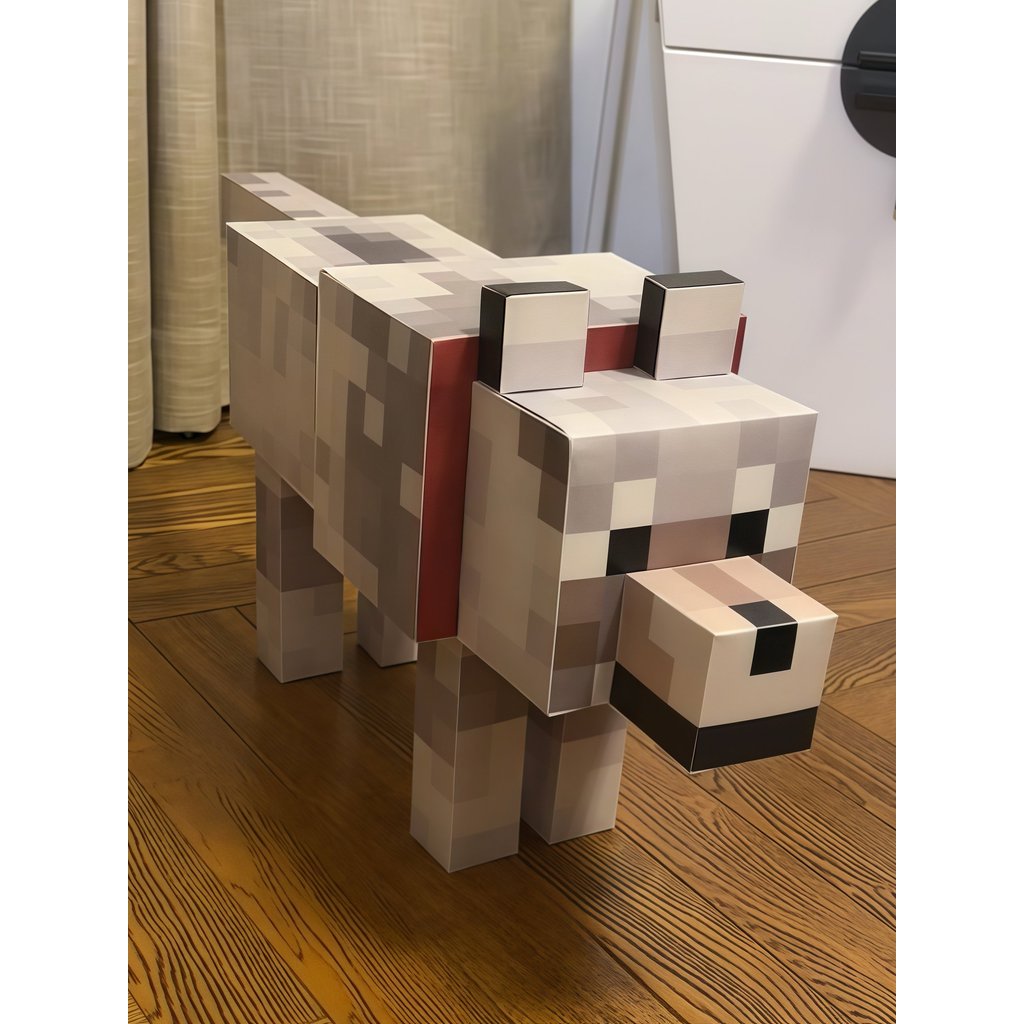 Ornamentos Ornamentos Ornamentos de Anime [Sair Walking Dogs] Minecraft Dog Paper Model Boneca Dog Modelo Tridimensional