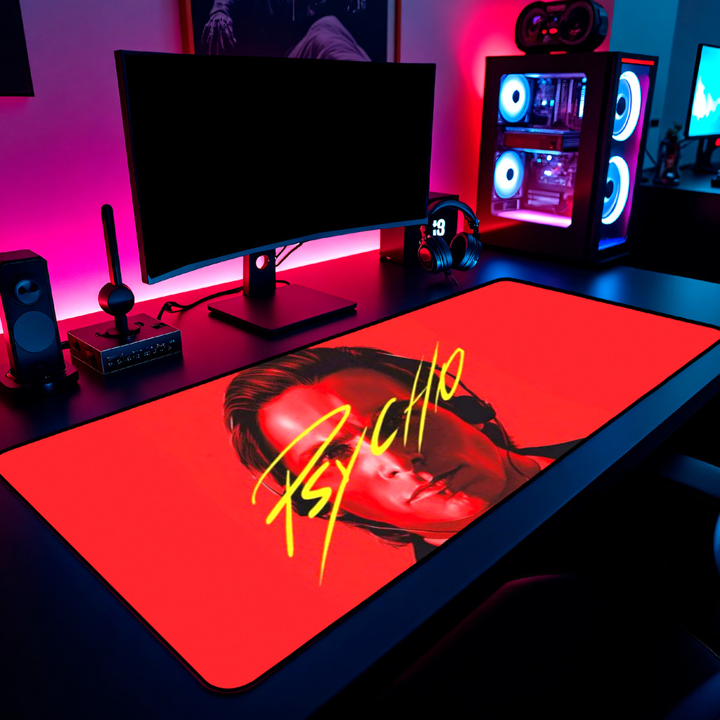 Mouse Pad Gamer American Psycho Patrick 65x30cm 80x40cm 90x50cm 120x60cm Borda Costurada