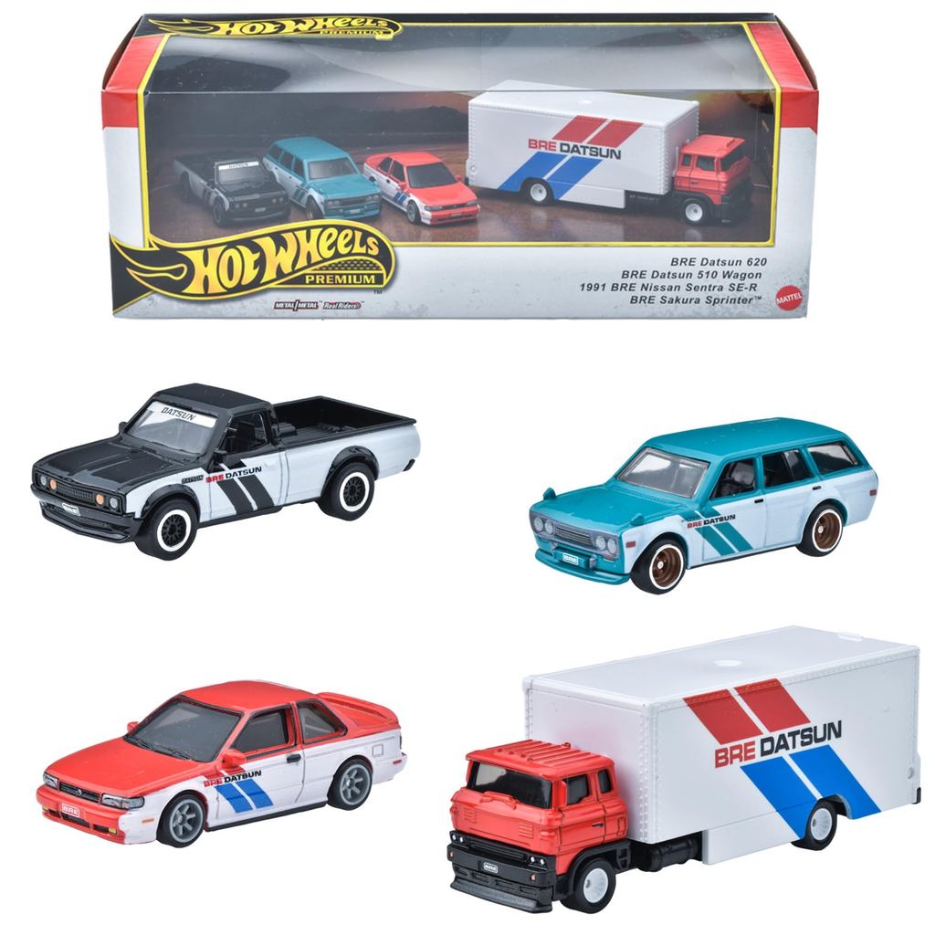 Hot Wheels Premium Collector Set - BRE Datsun Vehicle Toy Mini Cars 4-Pack for Ages 3 and Up HRT52