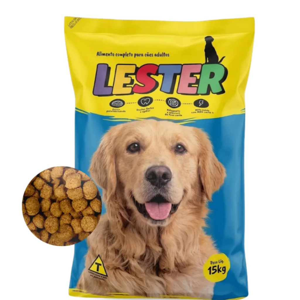 Ração Lester 7KG Cães Adultos Todos Os Tamanhos Sabor Carne