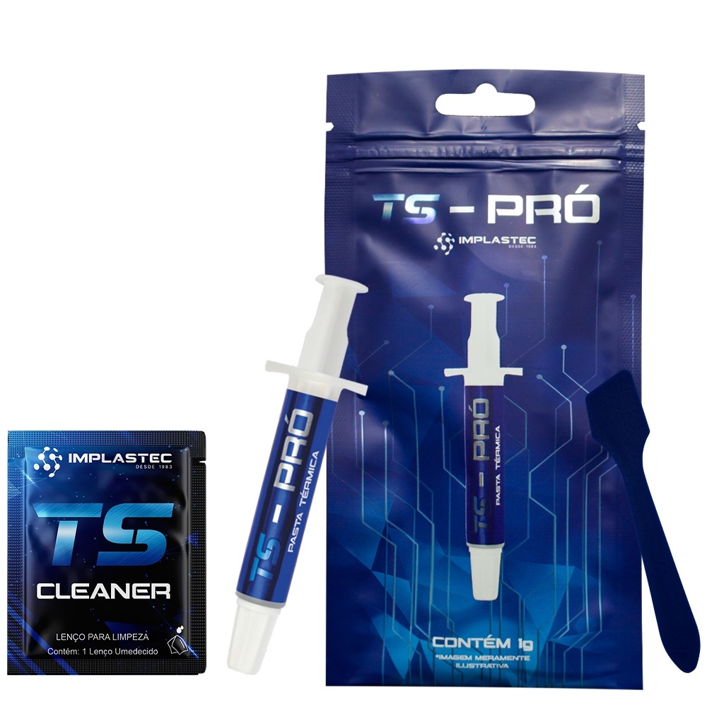 Pasta Térmica Implastec Ts Pro 4g, Espátula + Sachê Cleaner Cor Cinza