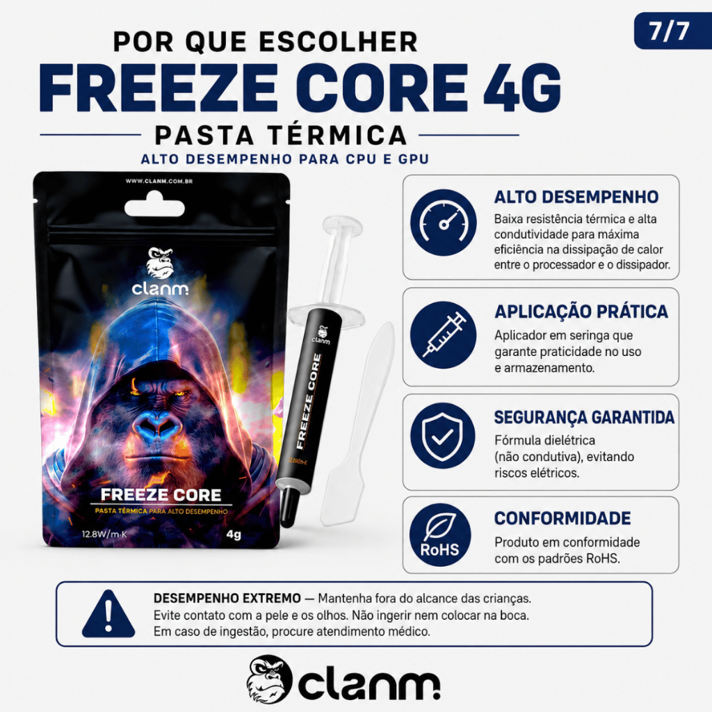 Pasta Térmica Prata 4g com Box Case - 13,2 W/MK Frostbite Silver Alta Condutividade + Espátula + Cleaner
