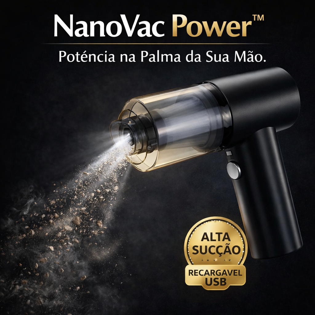 Mini Aspirador Portátil Recarregável Potente Bivolt USB Alta Sucção para Carro Auto NanoVacPower