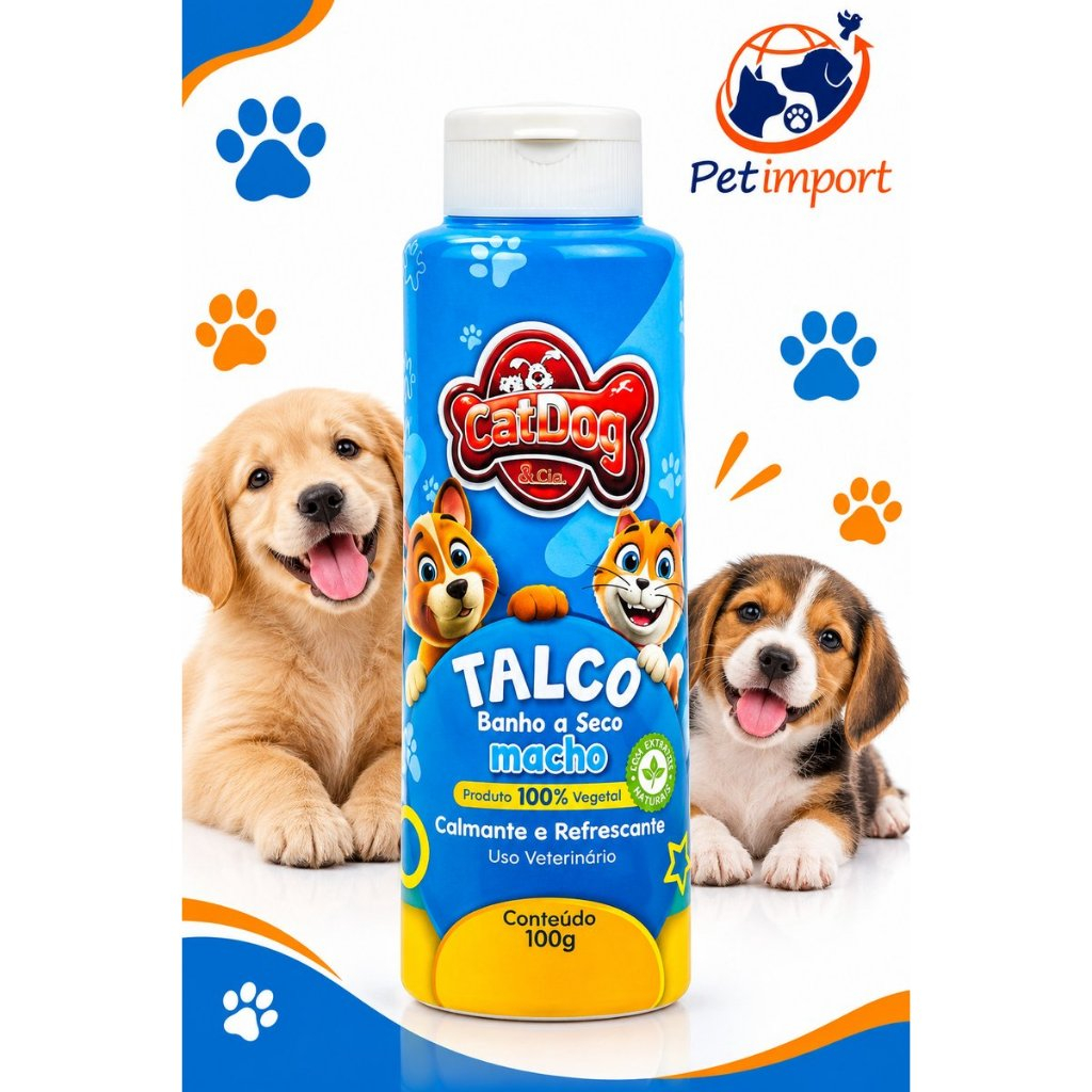 Talco Banho A Seco Cães Macho 100g Cat Dog