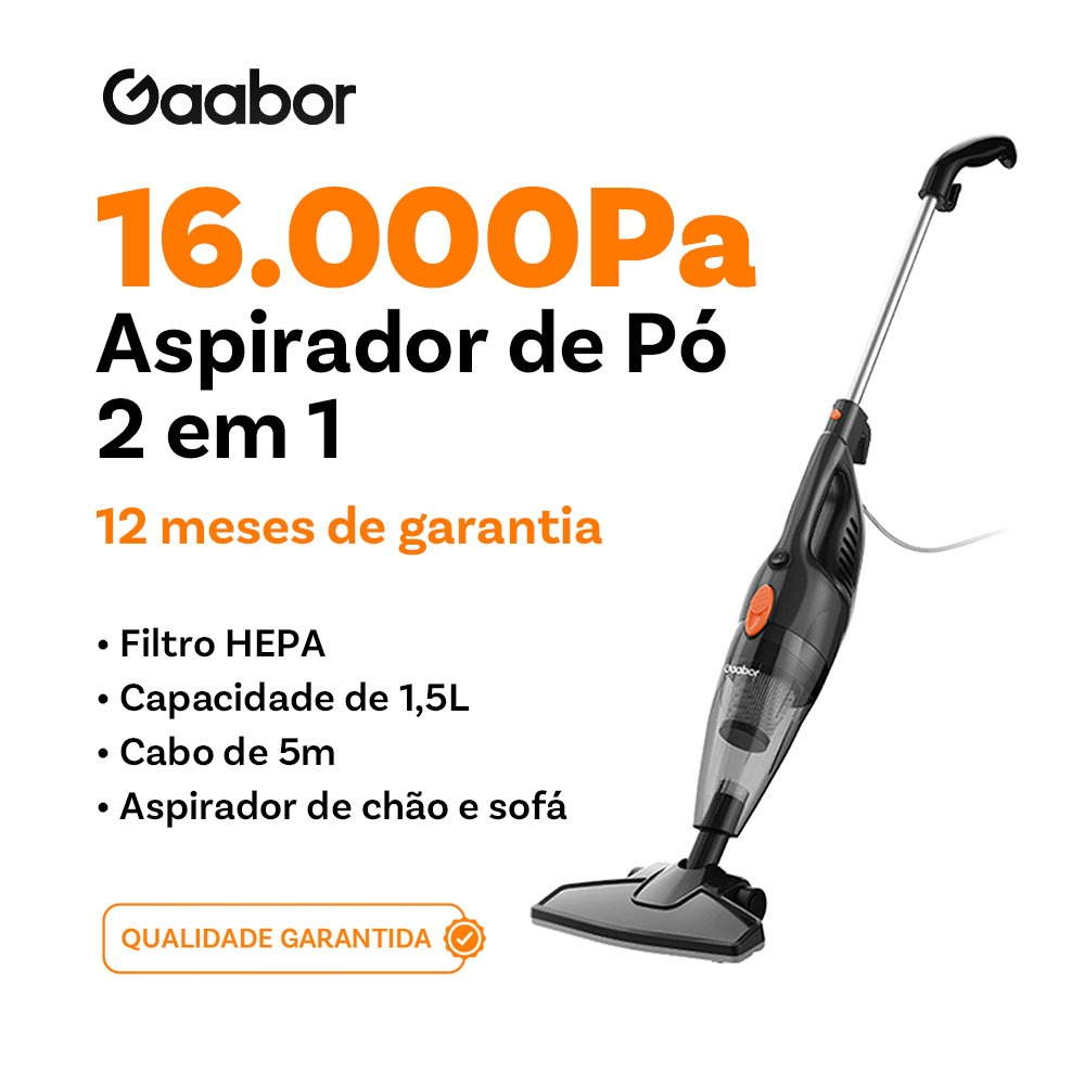 Gaabor Aspirador de Pó Portátil 2 em 1 16000Pa Sucção Forte Para Sofá Lavabo Poeira 127V/220V GVCW-M15A