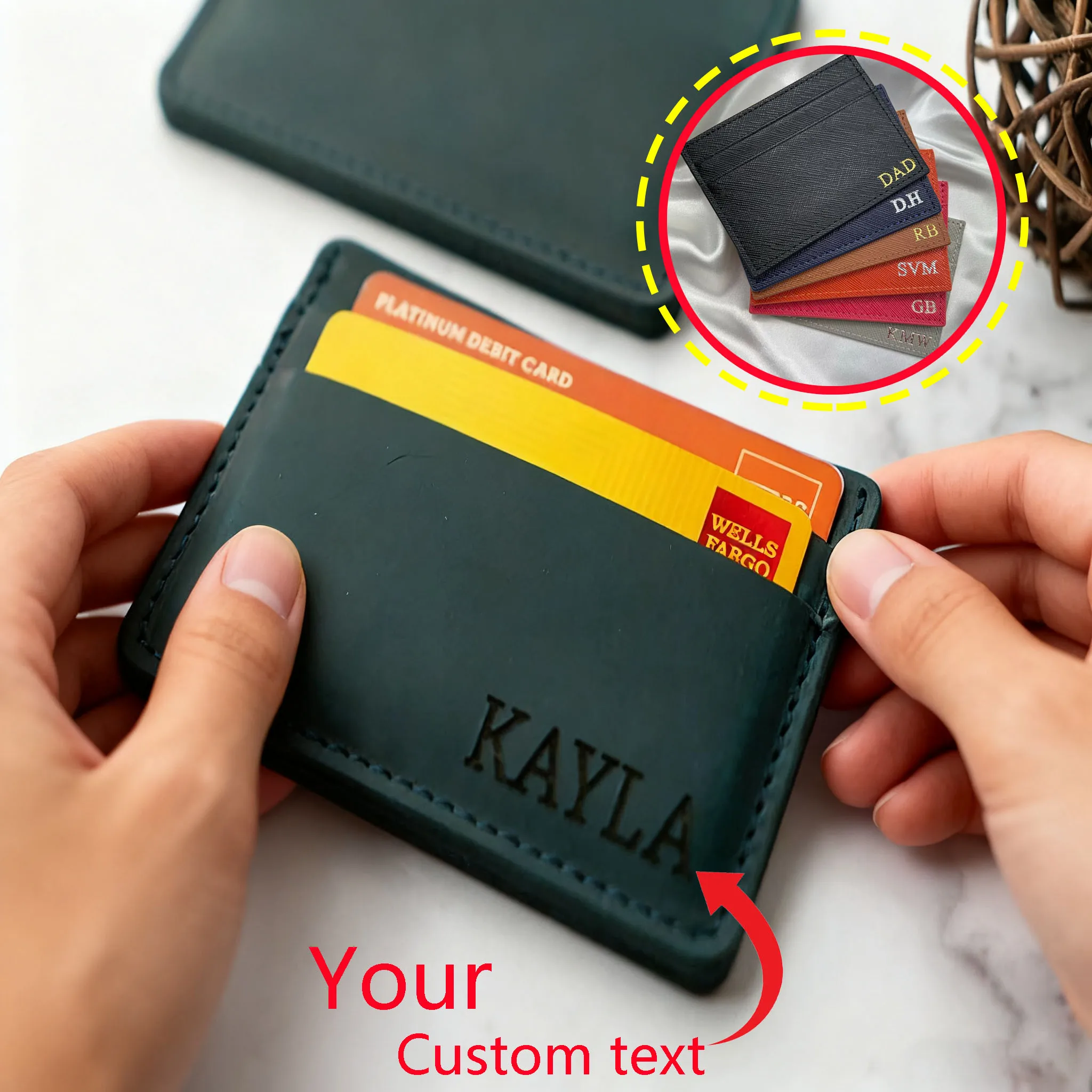 Custom high-endLeather ID Card Holder Multi Slot Slim Card Case  Outdoor Travel Portable Credit Card Holder Mini Wallet